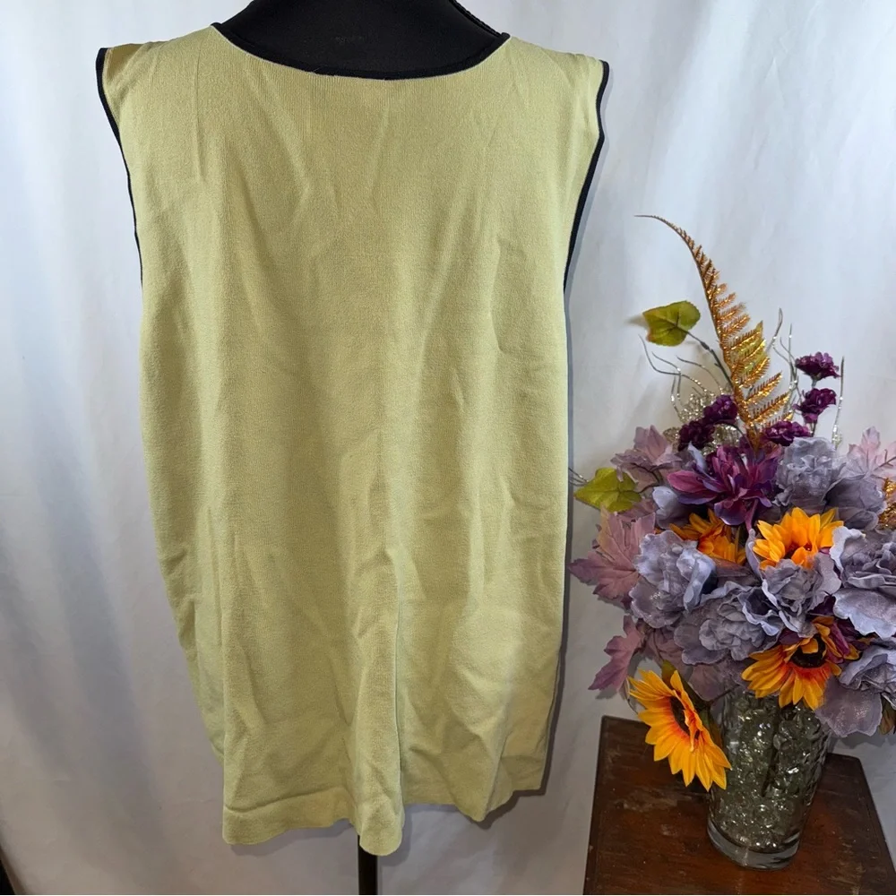 Emma James Green Knit Tank Top Contrast Trim Sleeveless Plus 3X - Picture 3 of 8